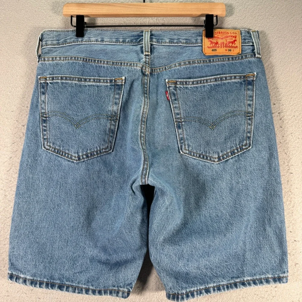 Levis 405 Denim Jeans Shorts Mens 36 Blue Lightwash Jorts Bermuda Classic 9